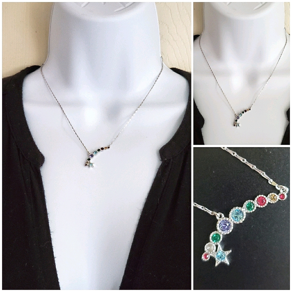 Sterling Shooting Star 🌠 Necklace: Multi Stone